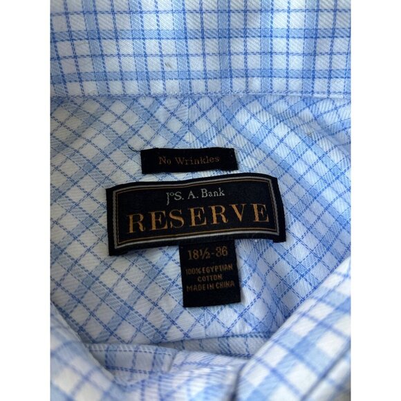 Jos A Bank Reserve Men's White & Light Blue Casual Buttoned Shirt - Picture 5 of 6